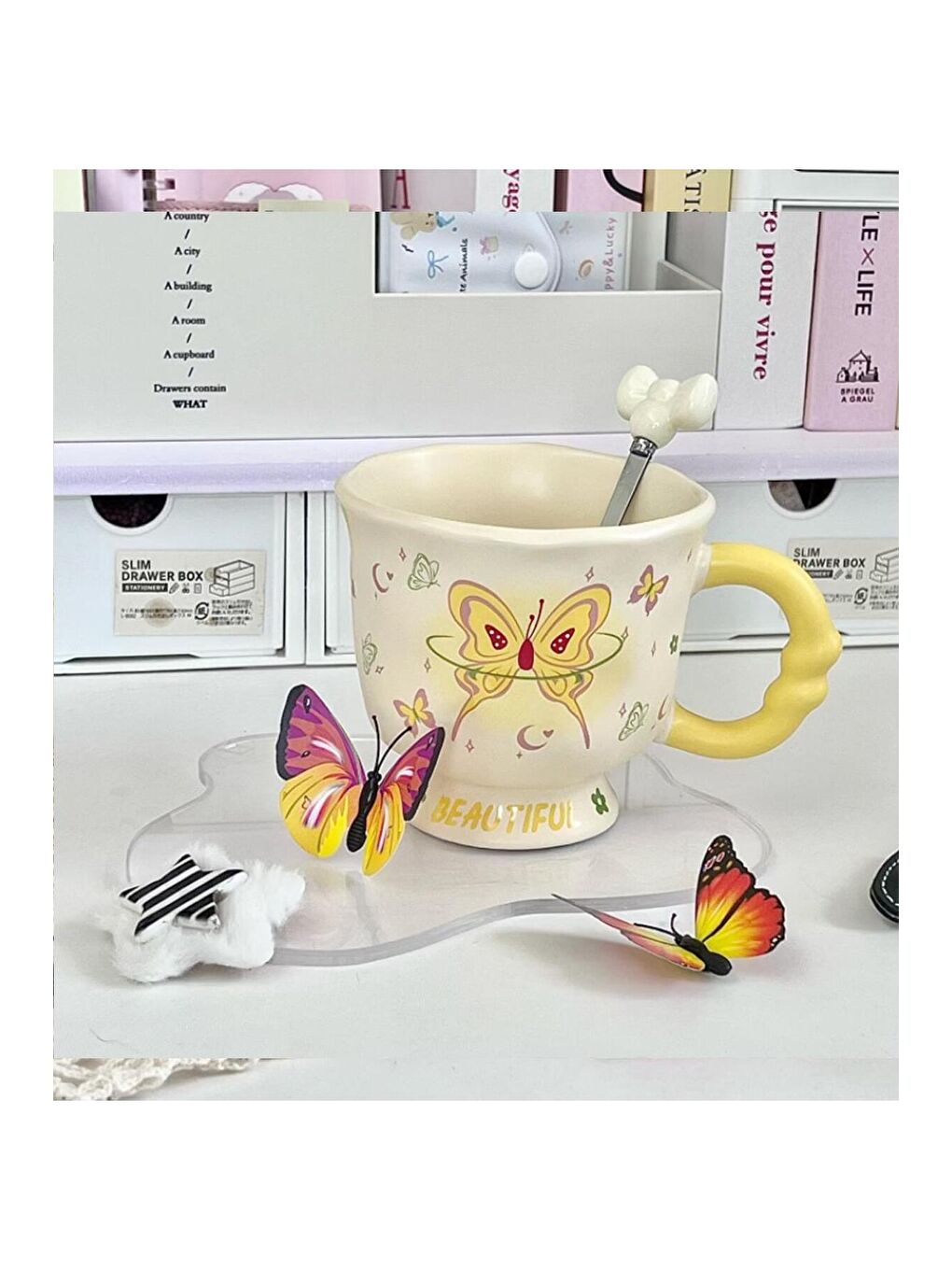 Karışık Masalsı Kelebekler Temalı Seramik Kupa-2