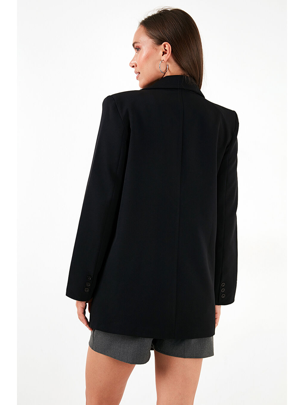 Siyah Relaxed Fit Mono Yaka Cepli Blazer Ceket 611BC00132-6