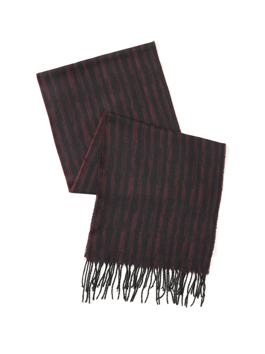 Erkek Bordo-Siyah Desenli Atkı