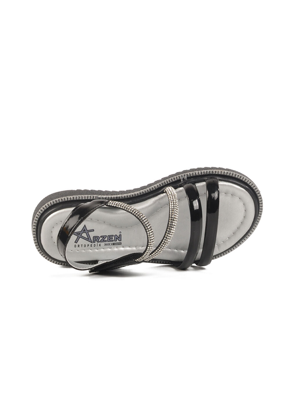 Siyah Rugan Cırtlı Ortopedik Kız Çocuk Sandalet 25T103 P-3