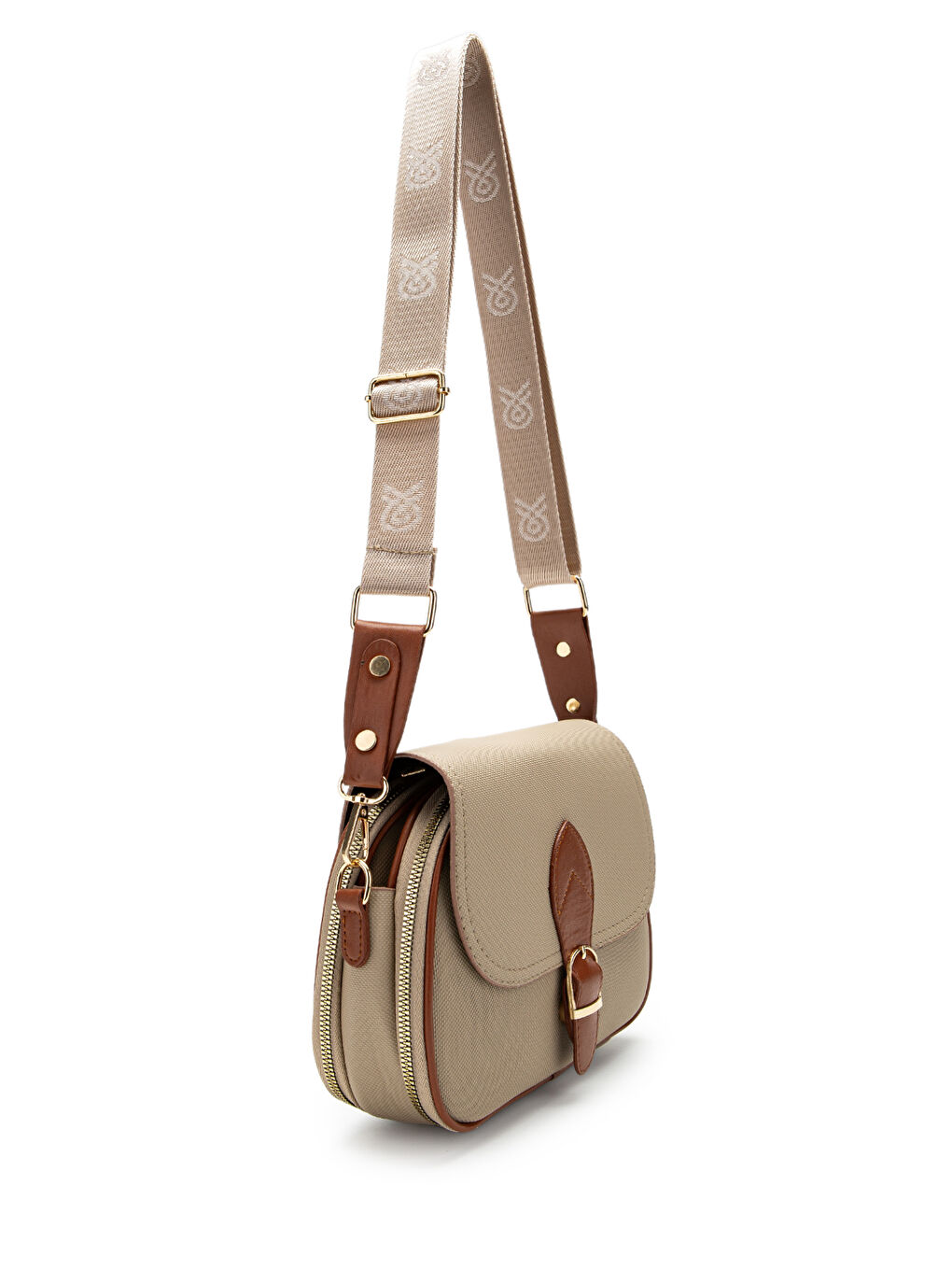 Bej Çok Gözlü Suni Deri Kadın Çapraz Çanta Dave Vizon-1