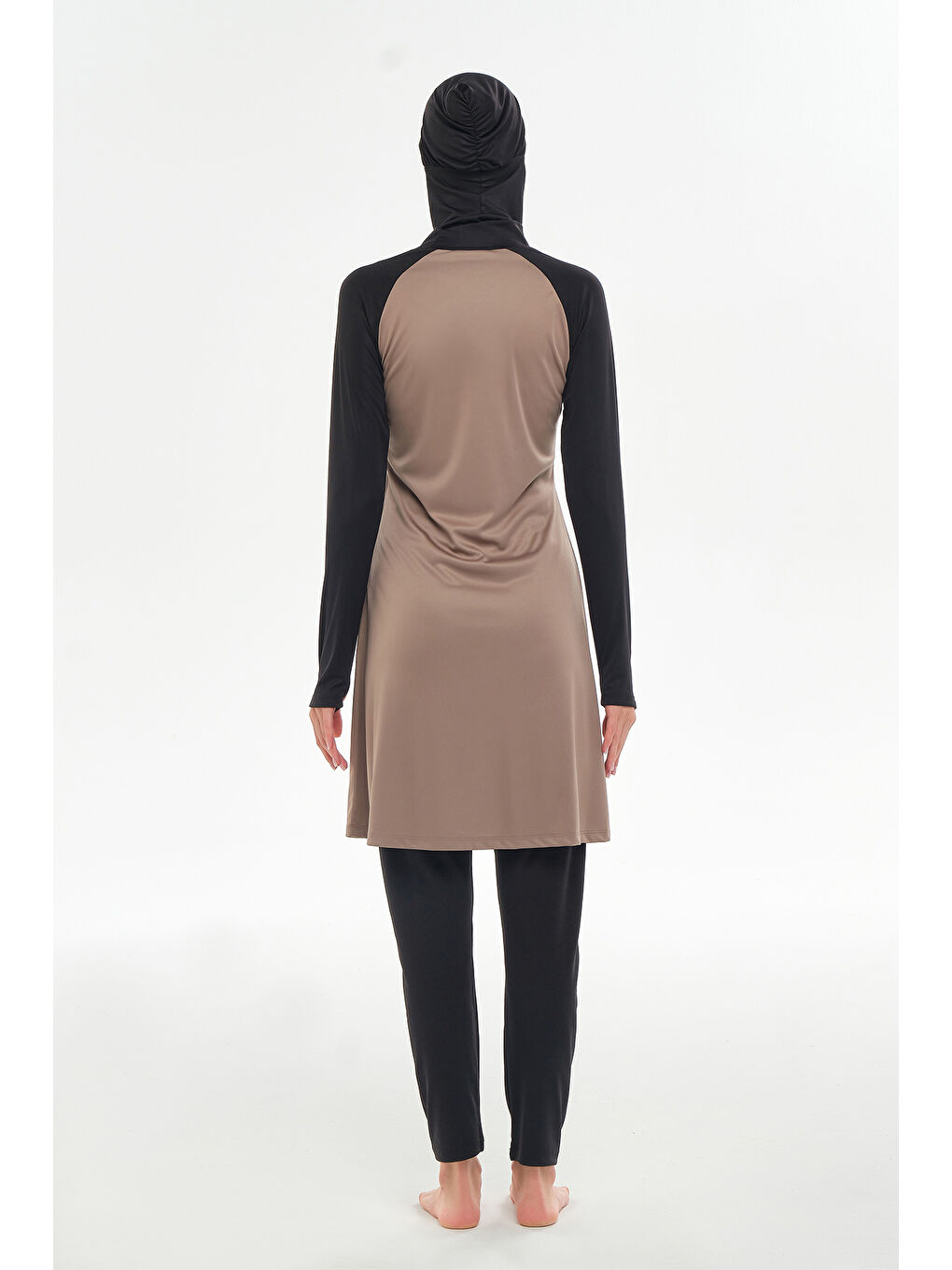 Kahverengi Reglan Kol Elastanlı Tam Kapalı Tesettür Mayo 3131 Kahve-4