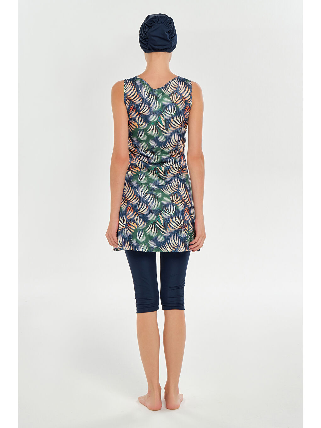 Sıfır Kol Yarı Kapalı Mayo 3607 Koyu Lacivert-3