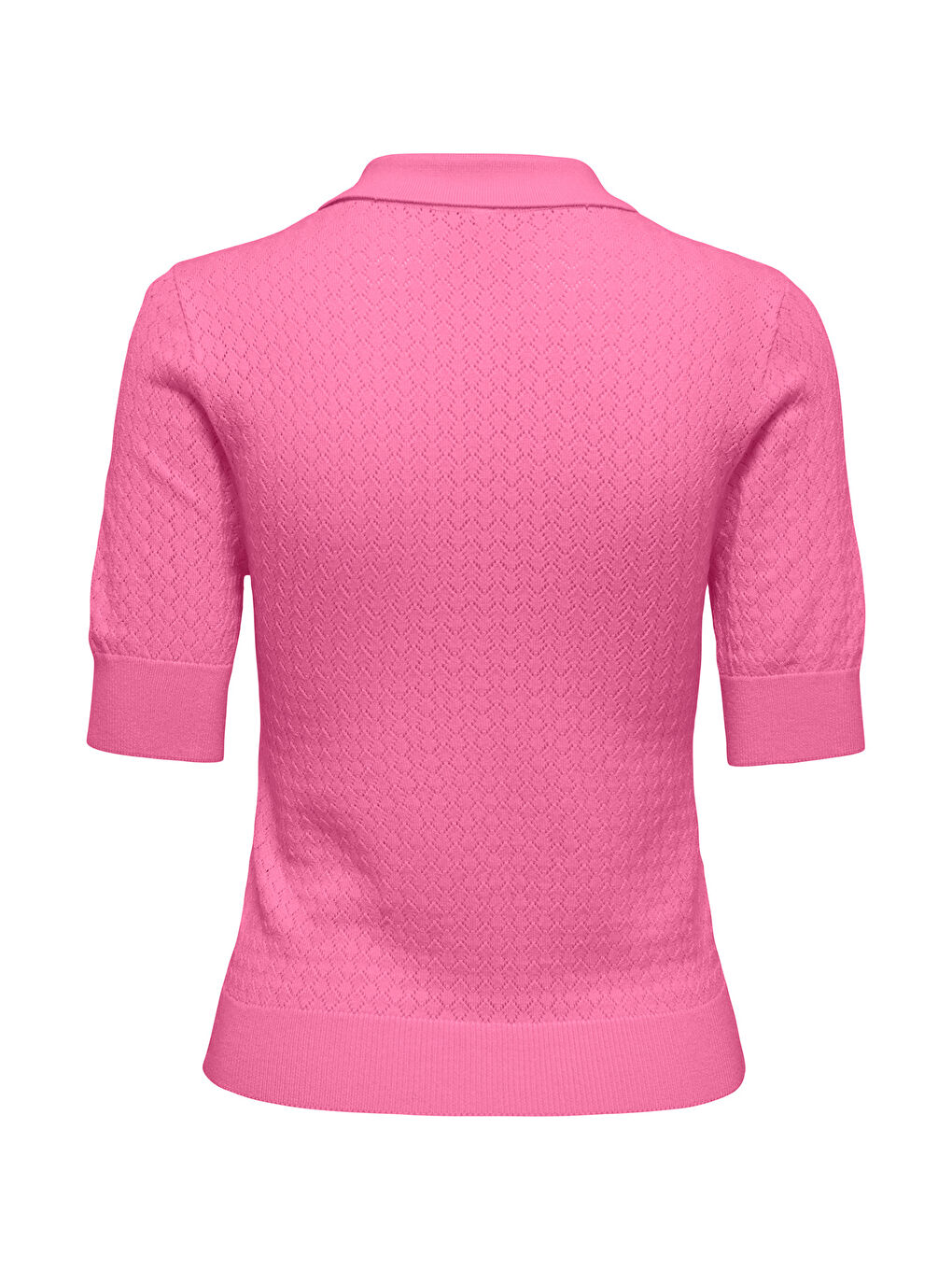 Pembe Onlmeddi Slim Fit Örme Düğmeli Polo Yaka Kadın T Shirt 15363160-1