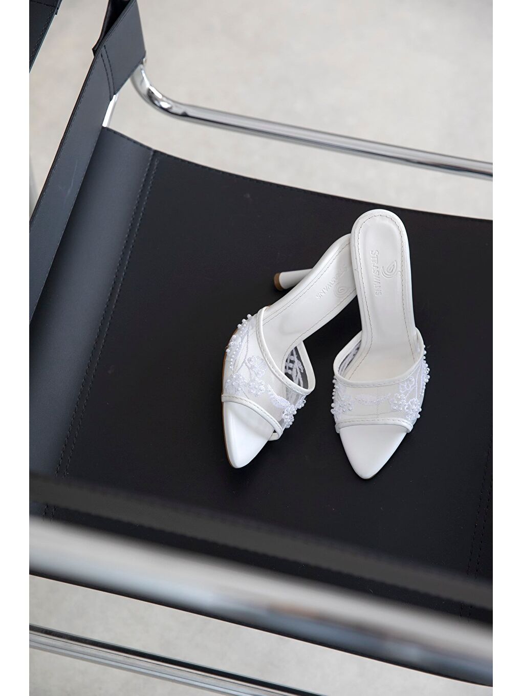 Karis Kadın File Detay Topuklu Terlik Beyaz-2