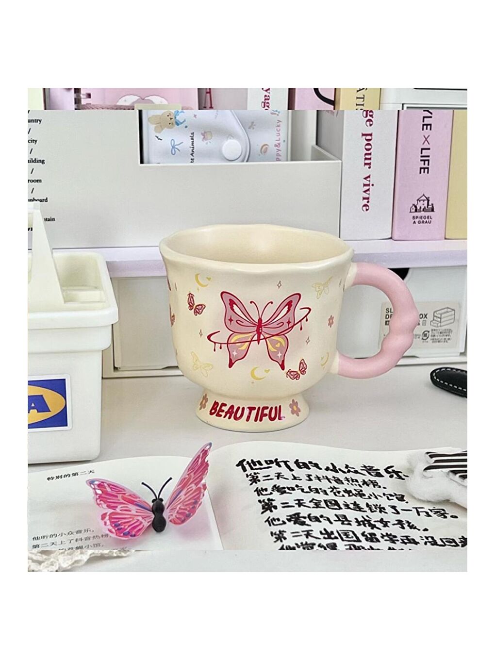 Karışık Masalsı Kelebekler Temalı Seramik Kupa-5