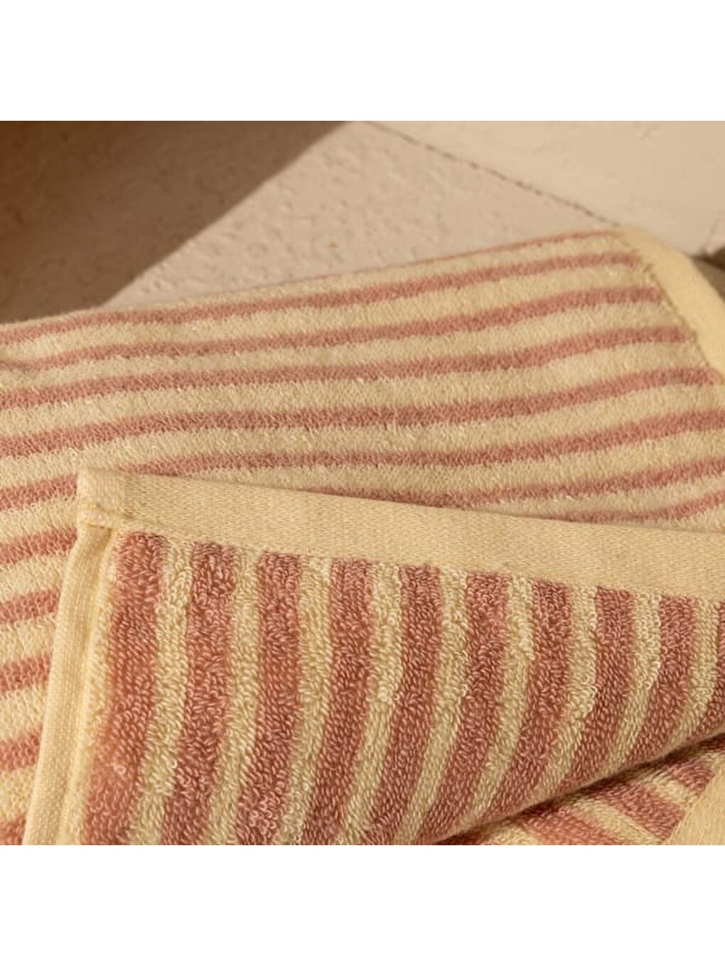 Lila Soft Noa İpliği Boyalı Yüz Havlusu - Krem / Pudra - 50x90 Cm-2