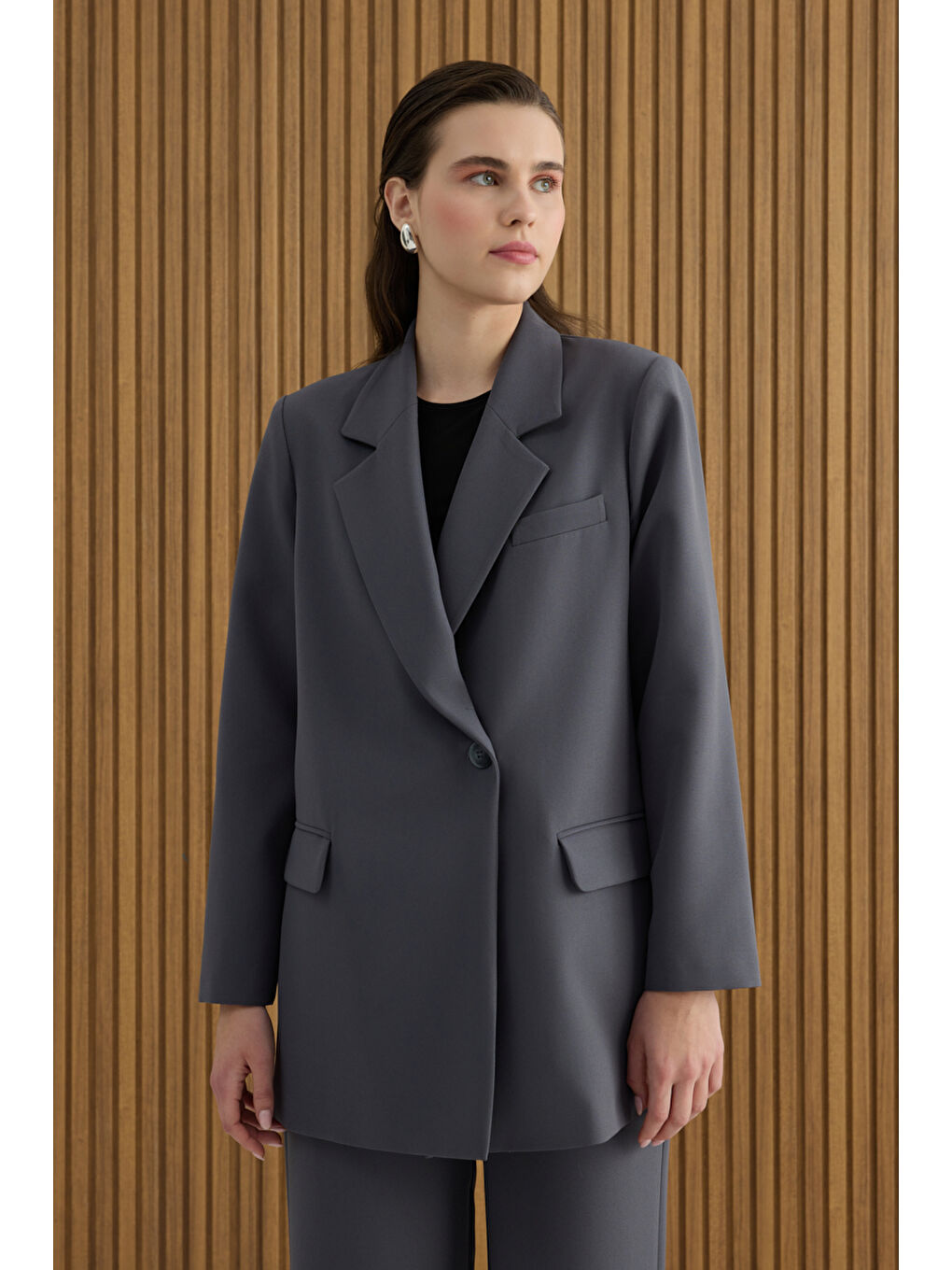 Antrasit Dokuma Ceket-2