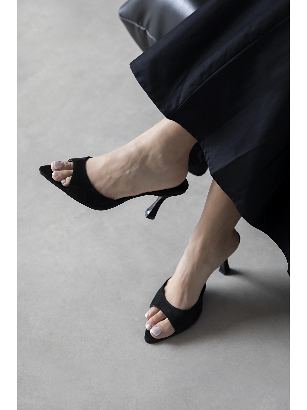 Franco Kadın Topuklu Süet Siyah Topuklu Terlik-1