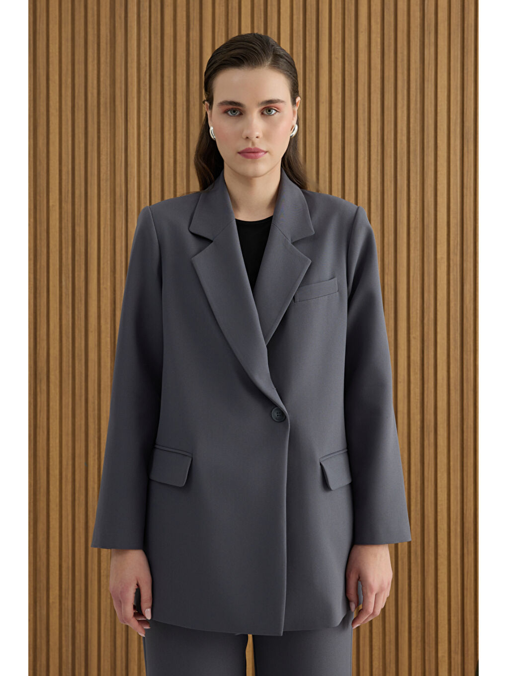 Antrasit Dokuma Ceket-3