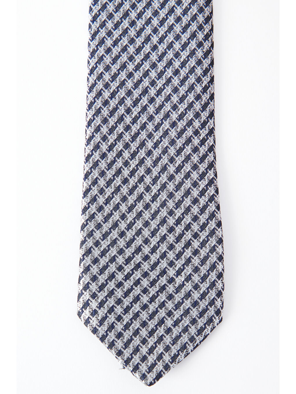 Erkek Lacivert-Gri Desenli Kravat-1