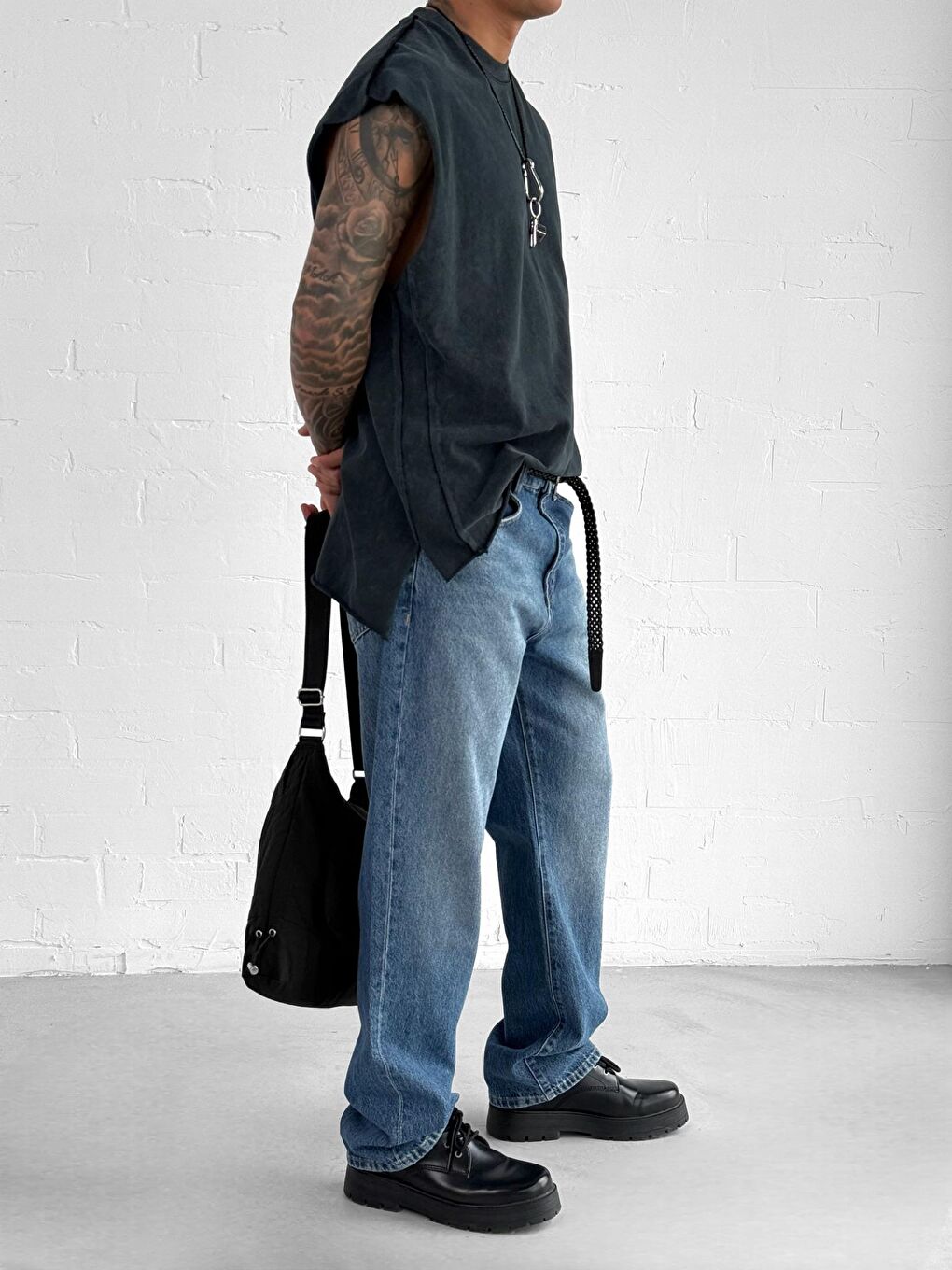 Erkek Baggy Fit Jean Mavi-1