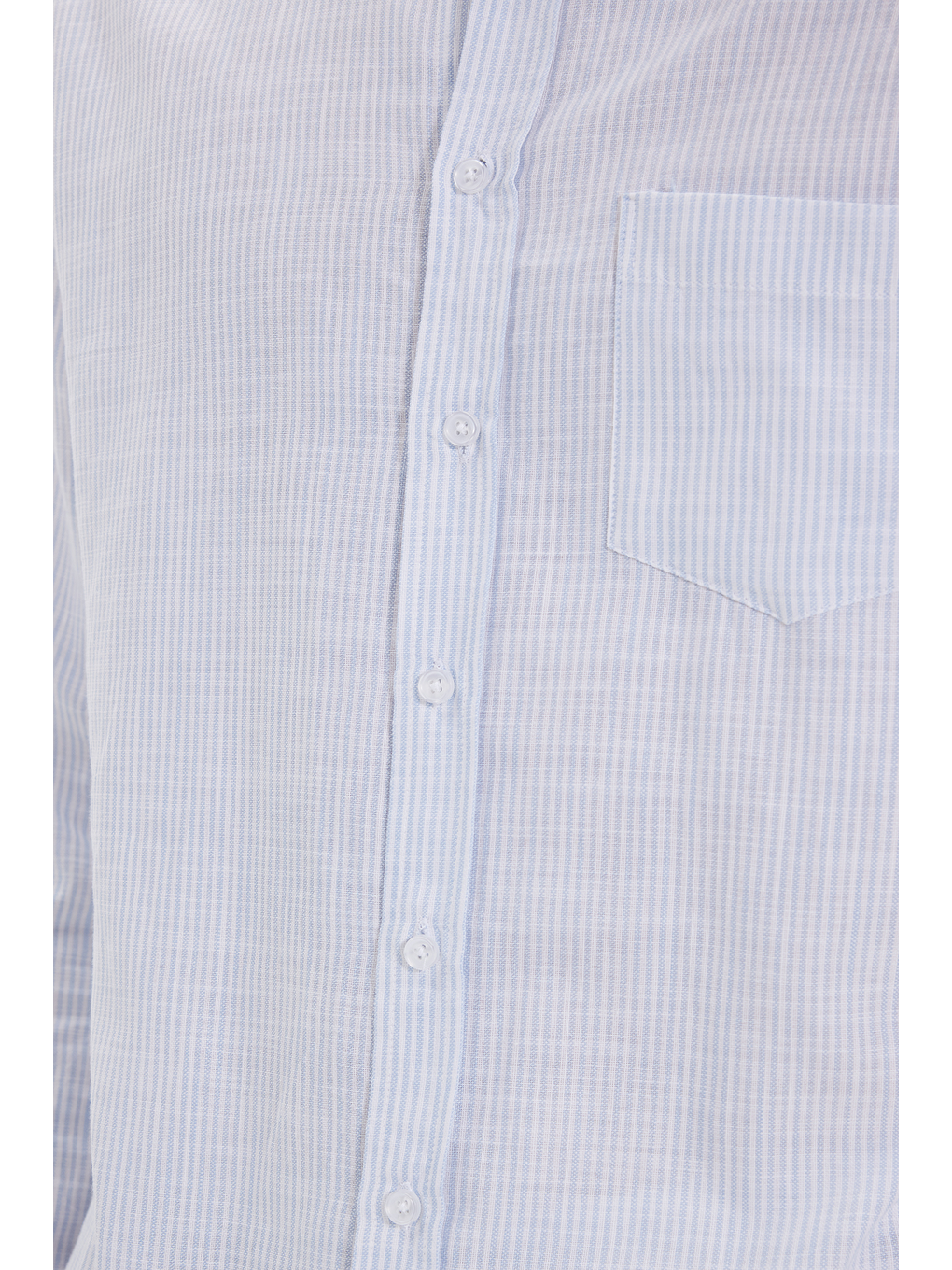 Erkek Slim Fit Dar Kesim %100 Pamuk Düğmeli Yaka Çizgili Uzun Kollu Cepli Keten Efektli Mavi Gömlek-5