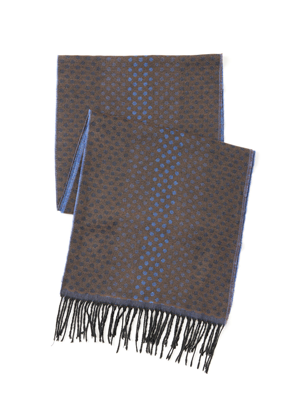 Erkek Kahverengi-Lacivert Desenli Atkı