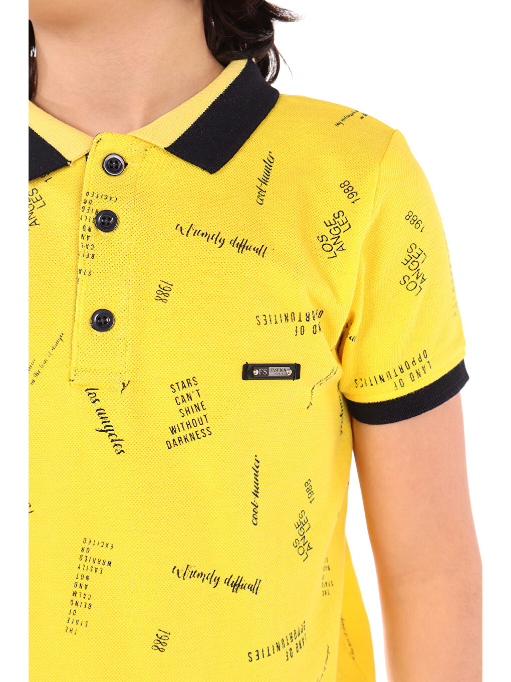 Sarı Erkek Çocuk Komple Baskılı Tişört-1