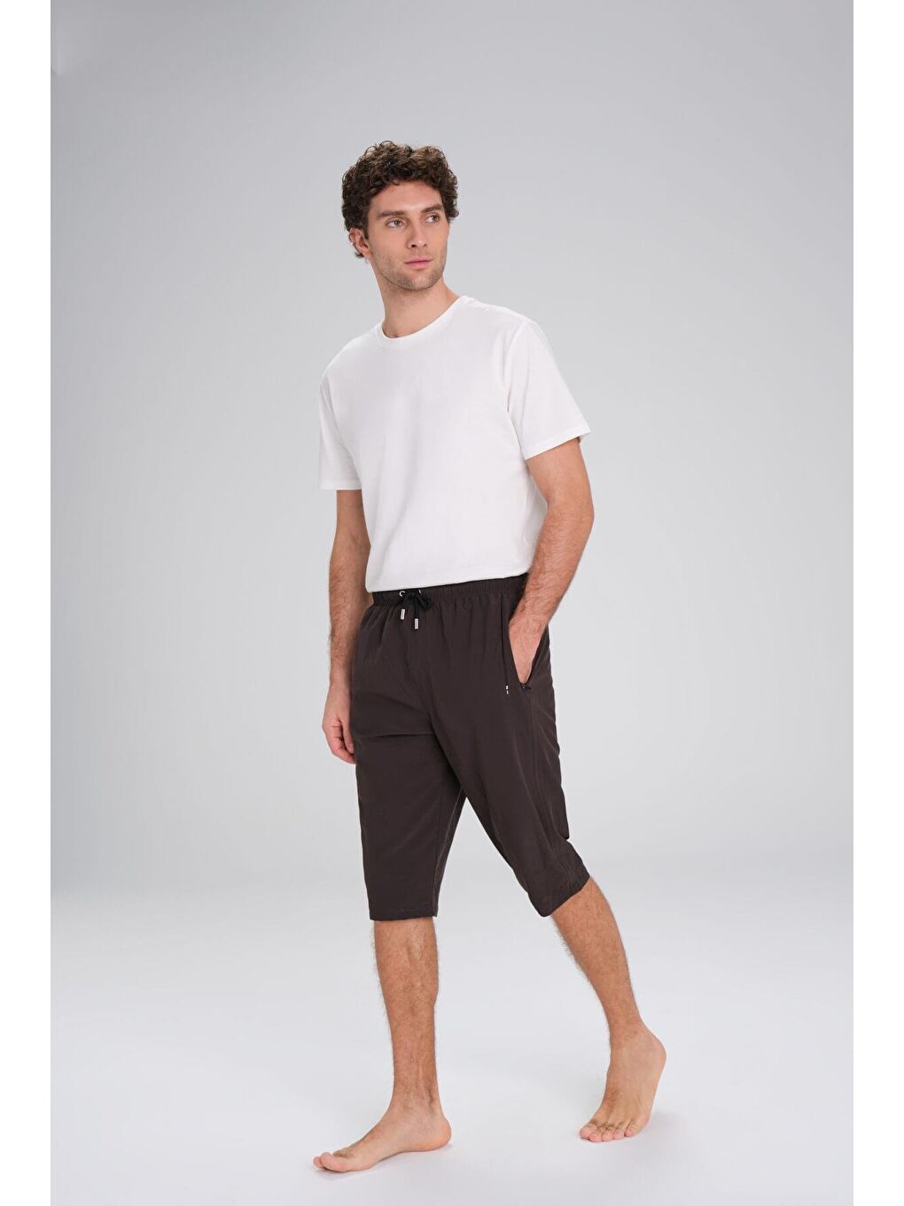 Haki Uzun Erkek Havuz Ve Deniz Şortu 2425-3