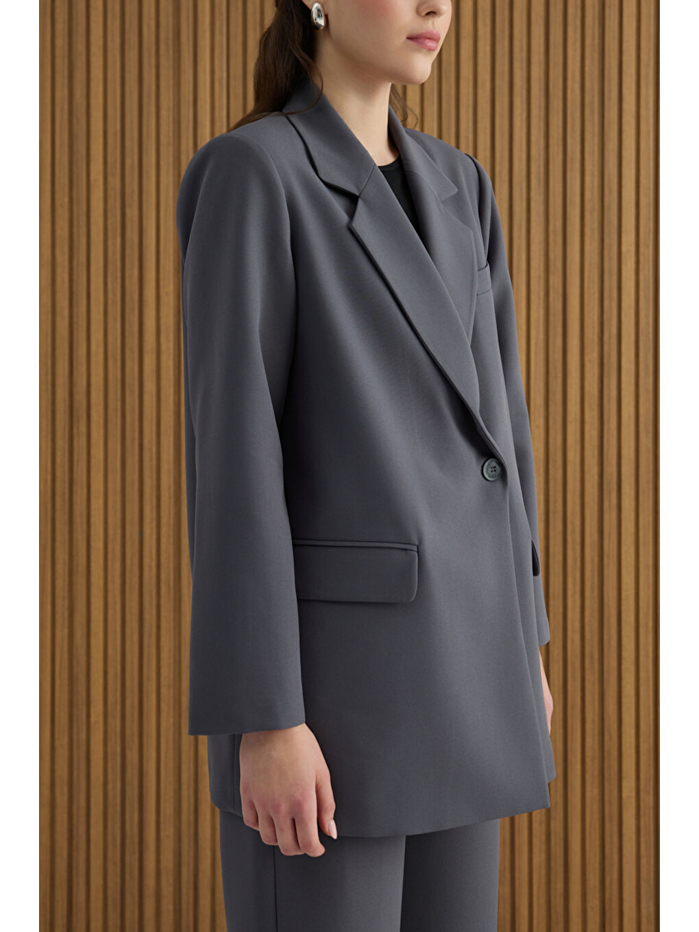 Antrasit Dokuma Ceket-4