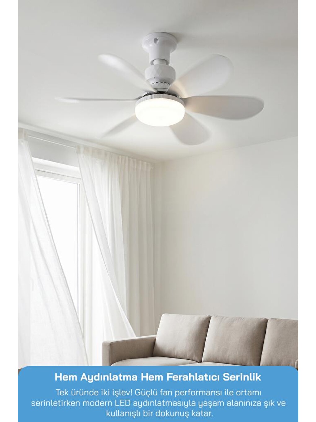 SF-7708 3 LED Aydınlatmalı Sessiz Tavan Vantilatörü Kumandalı 6 Kanatlı-1