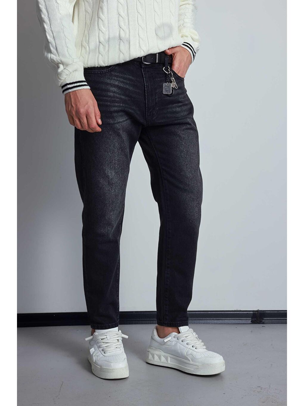 Erkek Boyfriend Fit Jean Pantolon Siyah-1