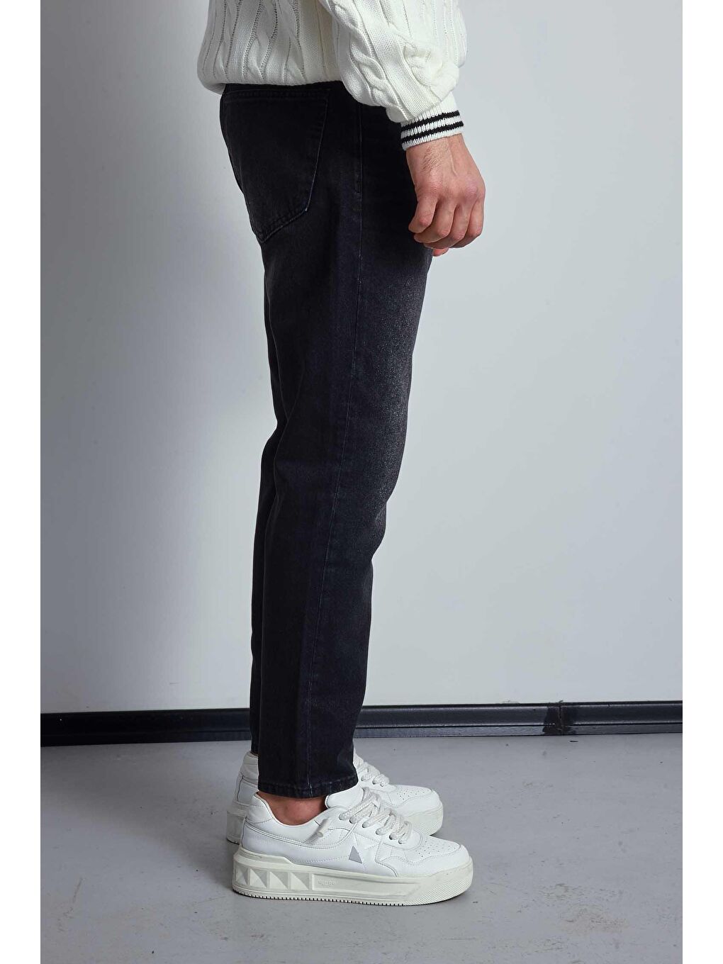 Erkek Boyfriend Fit Jean Pantolon Siyah-3