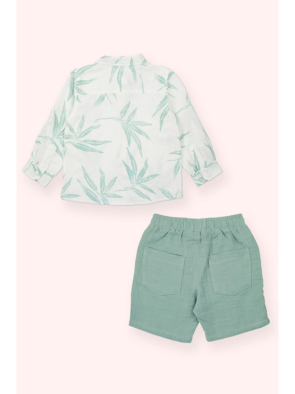 Erkek Bebek Şortlu Yeşil 2'li Takım-3