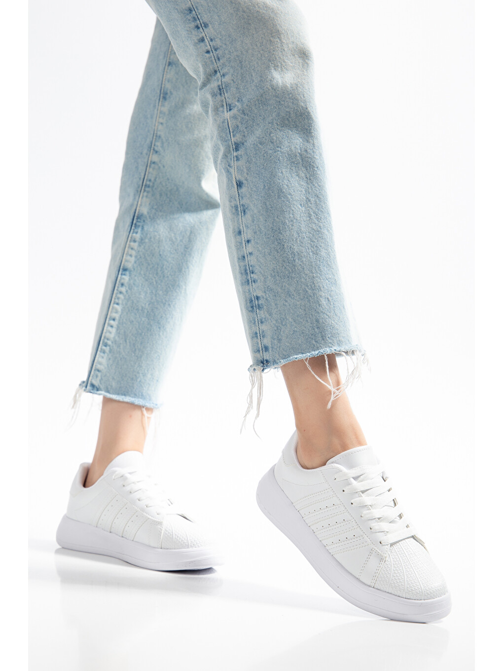 Beyaz D0595 Günlük Oroptedik Kadın Sneaker Spor Ayakkabı-2