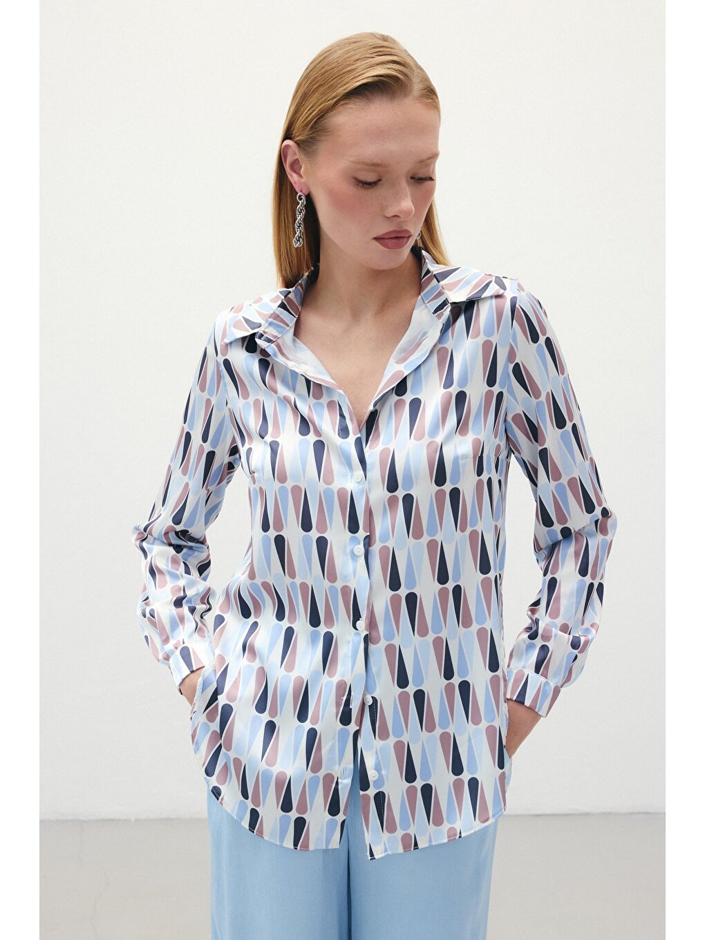 Düz Klasik Gömlek - Bebe Mavi-1