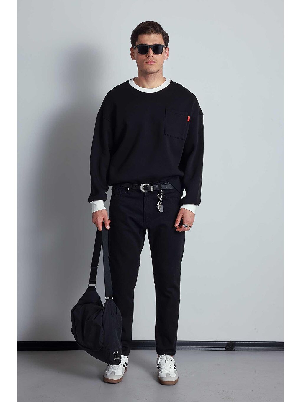 Erkek Boyfriend %100 Pamuk Jean Pantolon Siyah-5