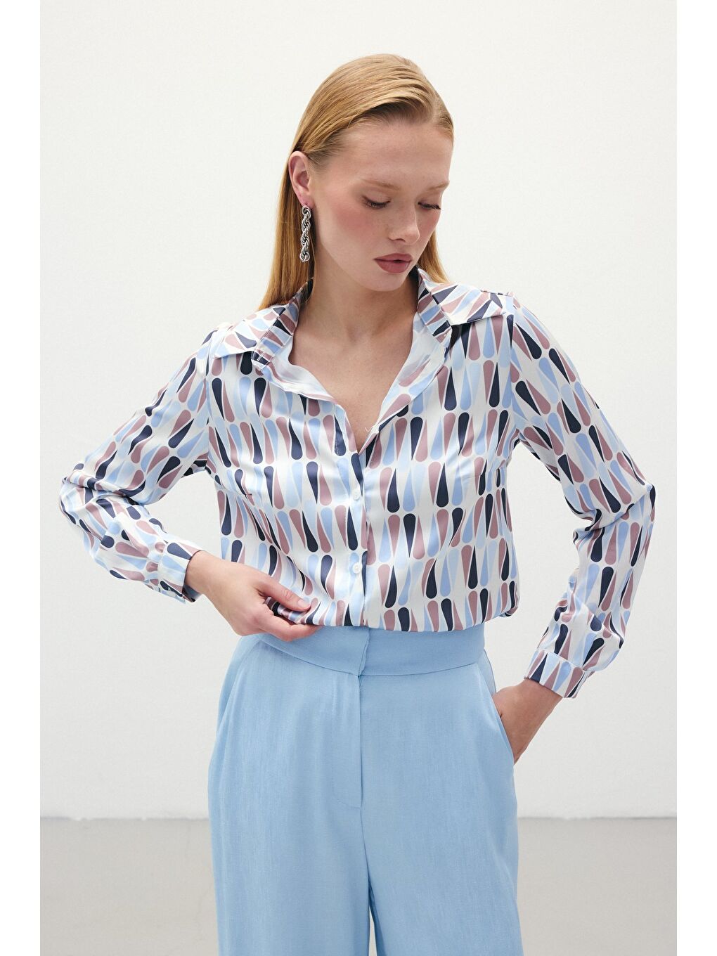 Düz Klasik Gömlek - Bebe Mavi-2