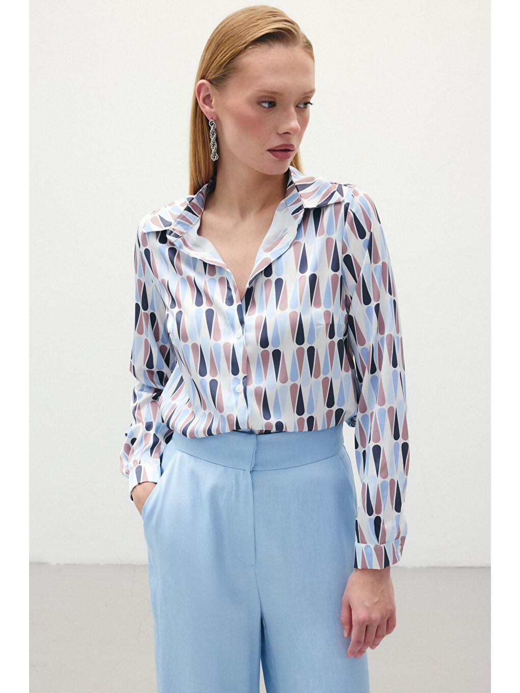 Düz Klasik Gömlek - Bebe Mavi-4