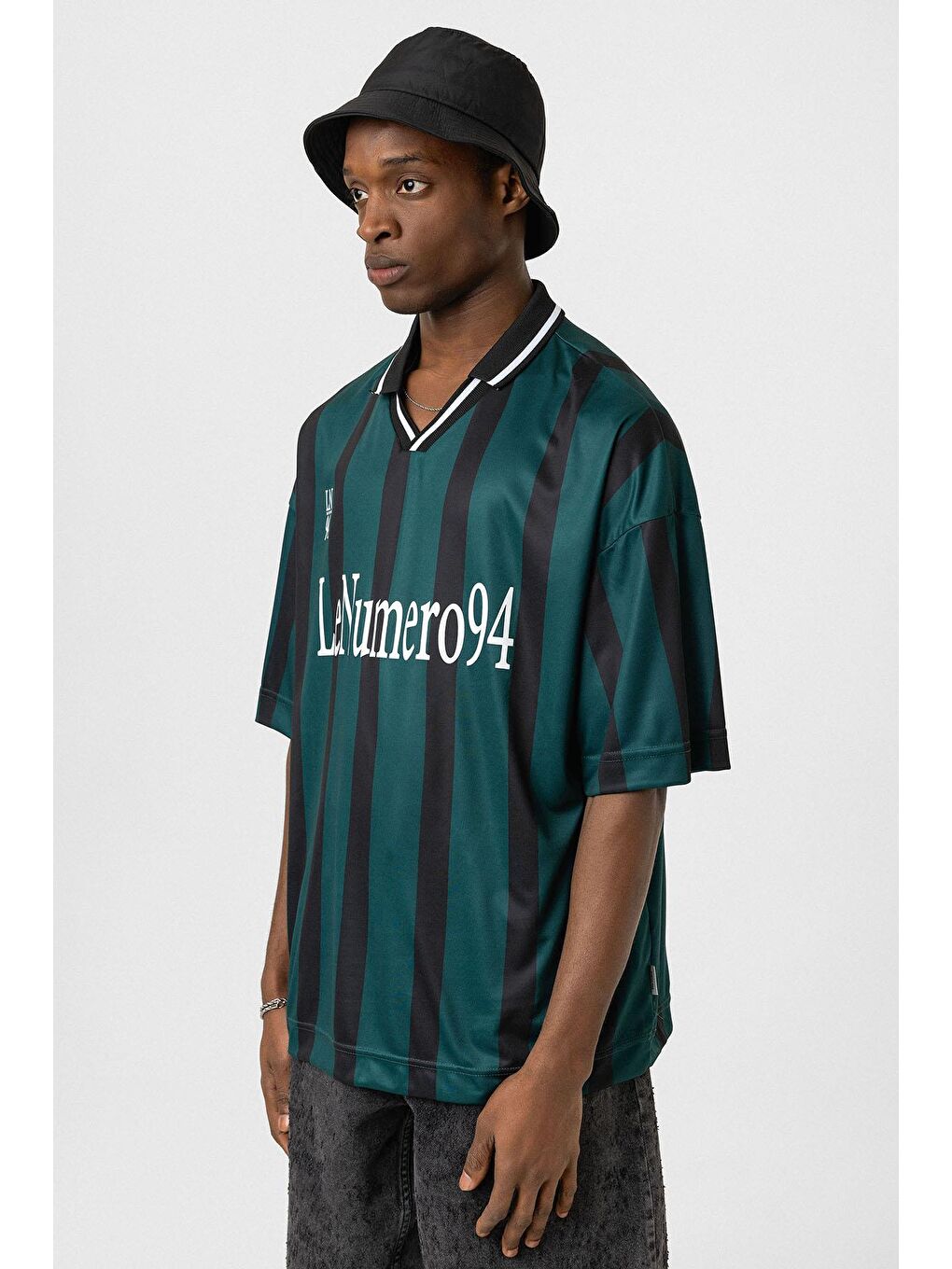 Yeşil Oversize Baskılı Forma Tişört Nefti-4