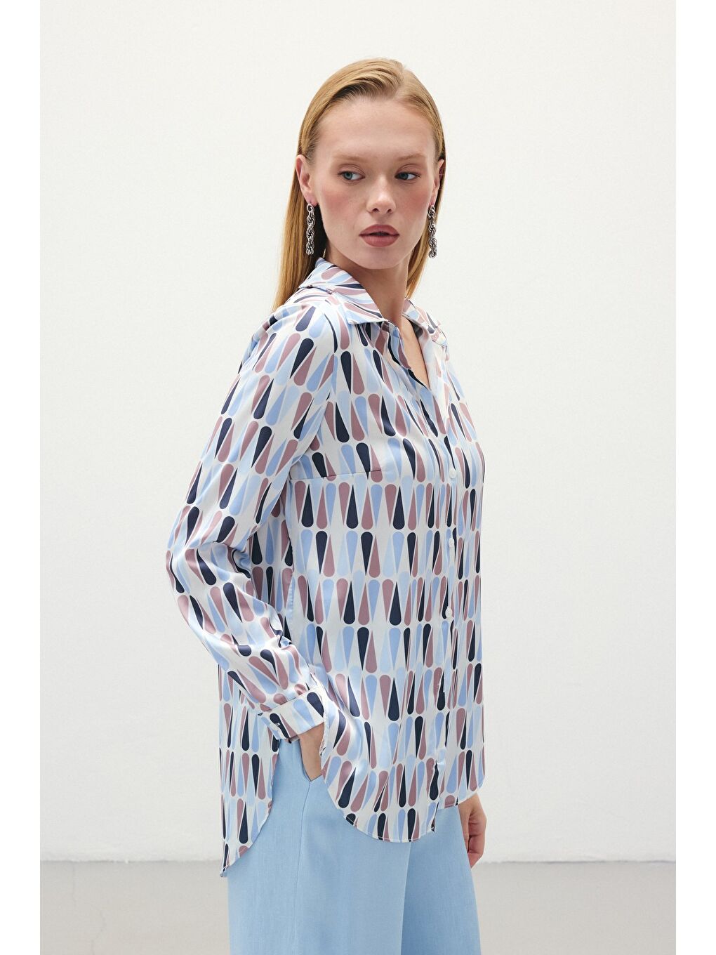 Düz Klasik Gömlek - Bebe Mavi-5