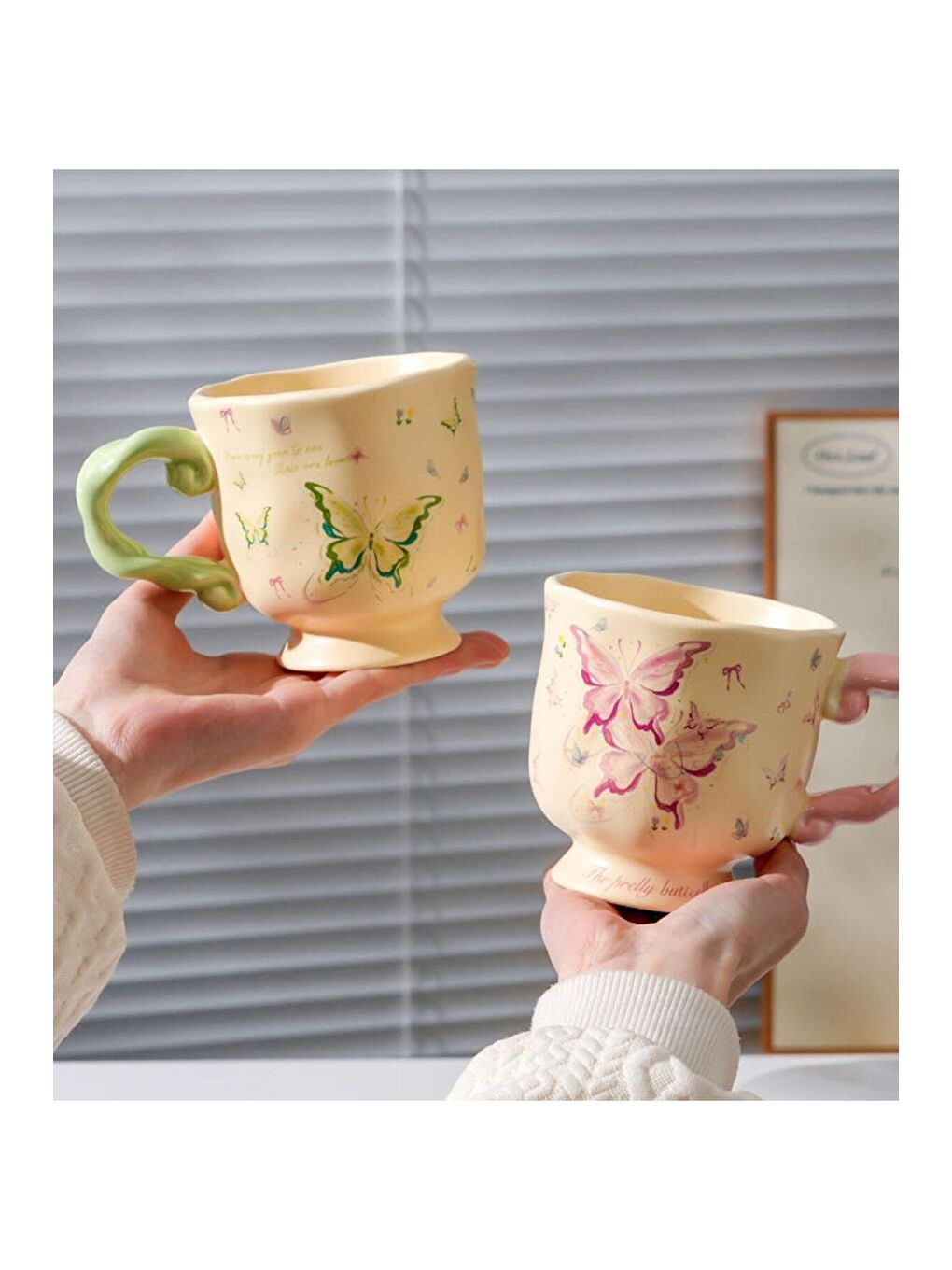 Karışık Vintage Pembe Temalı Seramik Kupa-2