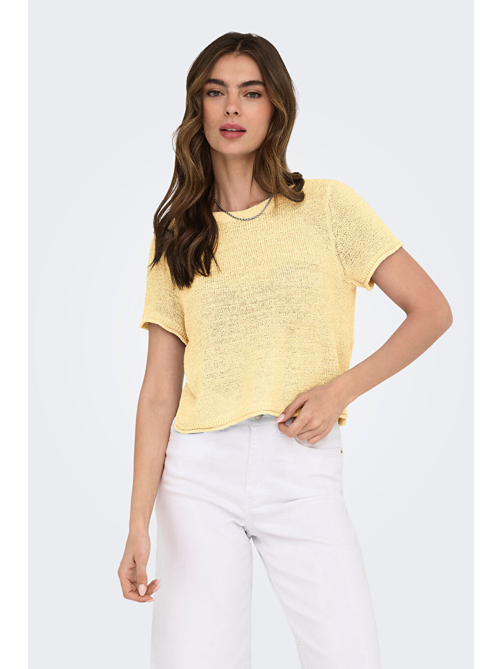 Sarı Onlsunny Regular Fit Bisiklet Yaka Örme Kadın Kazak 15254282