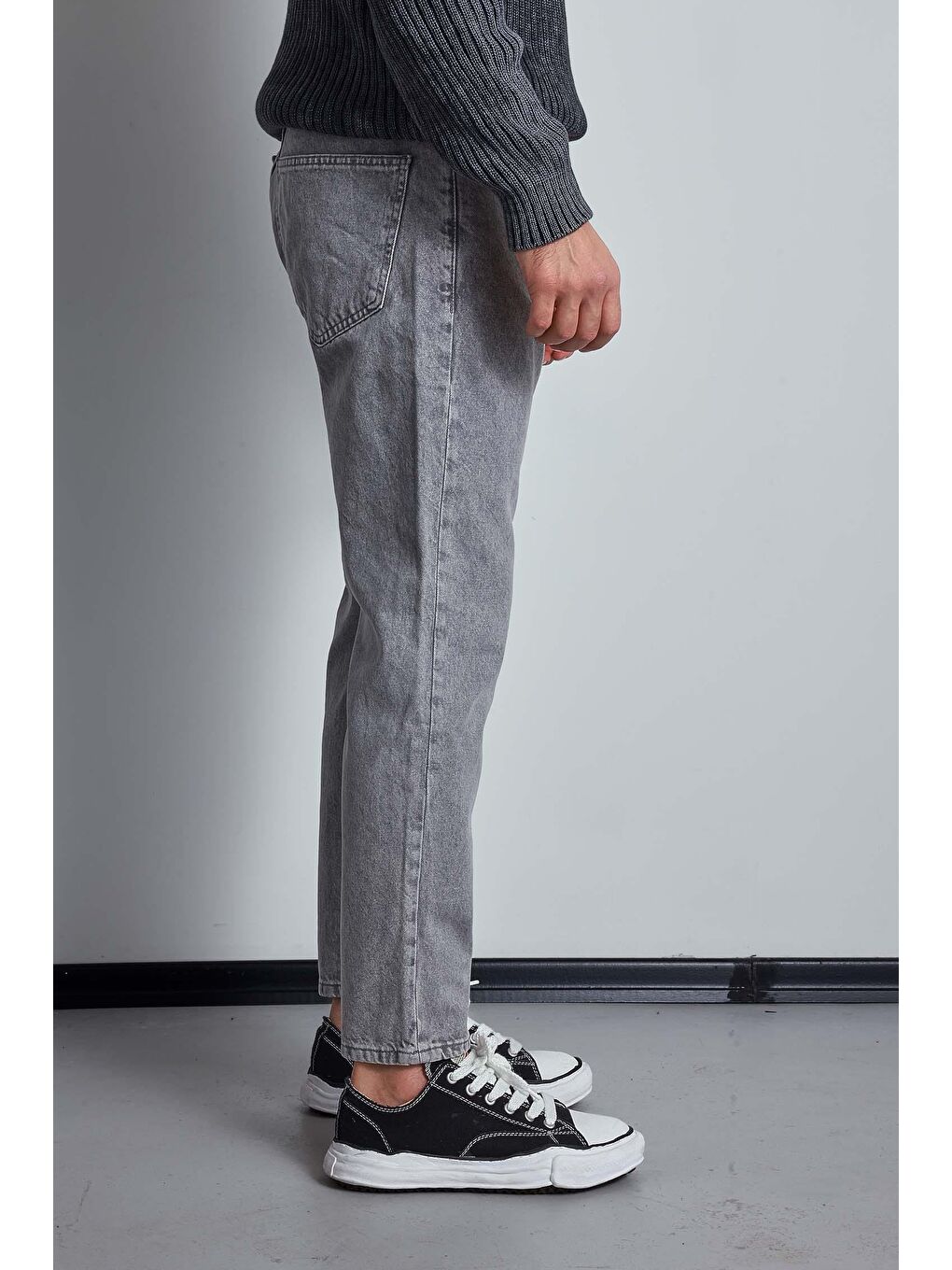 Erkek Boyfriend Fit Jean Pantolon Açık Gri-4