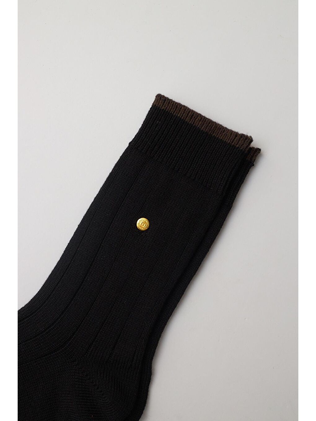 Erkek Zımbalı Ekose Yılbaşı Temalı Yılbaşı Temalı Soket Çorap Siyah-Kahverengi-1