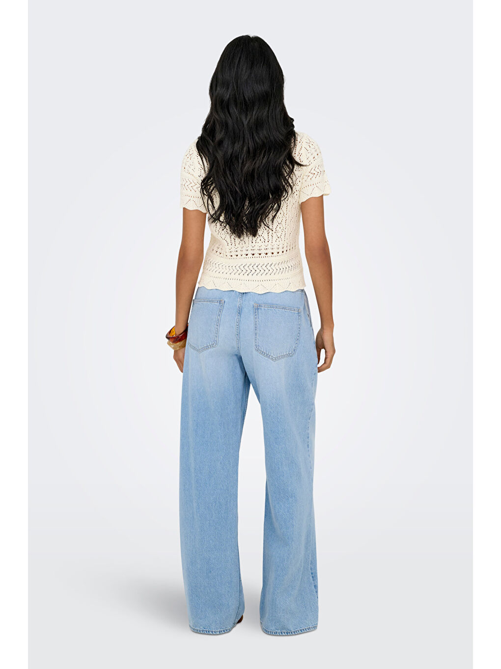 Ekru Onlelke Pamuklu Regular Fit Örme Bisiklet Yaka Kadın Kazak 15370940-3