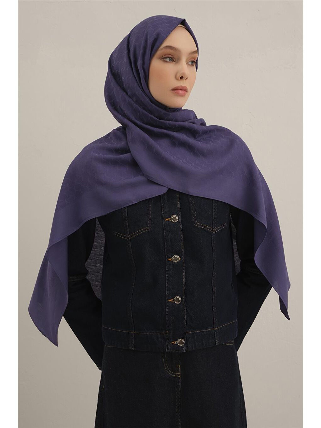 Mor Link Desen Bambu Pamuk Şal 68