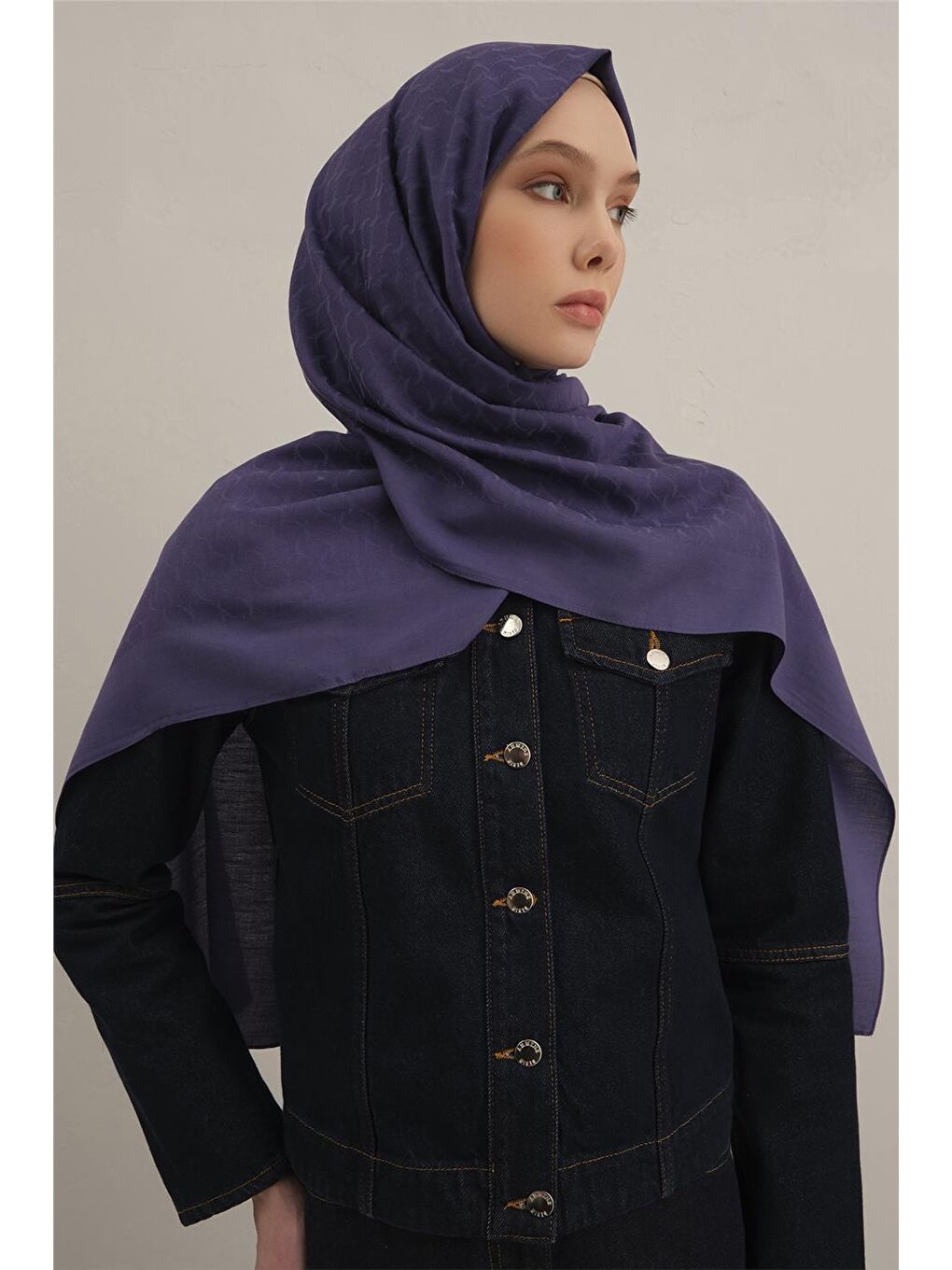 Mor Link Desen Bambu Pamuk Şal 68-1