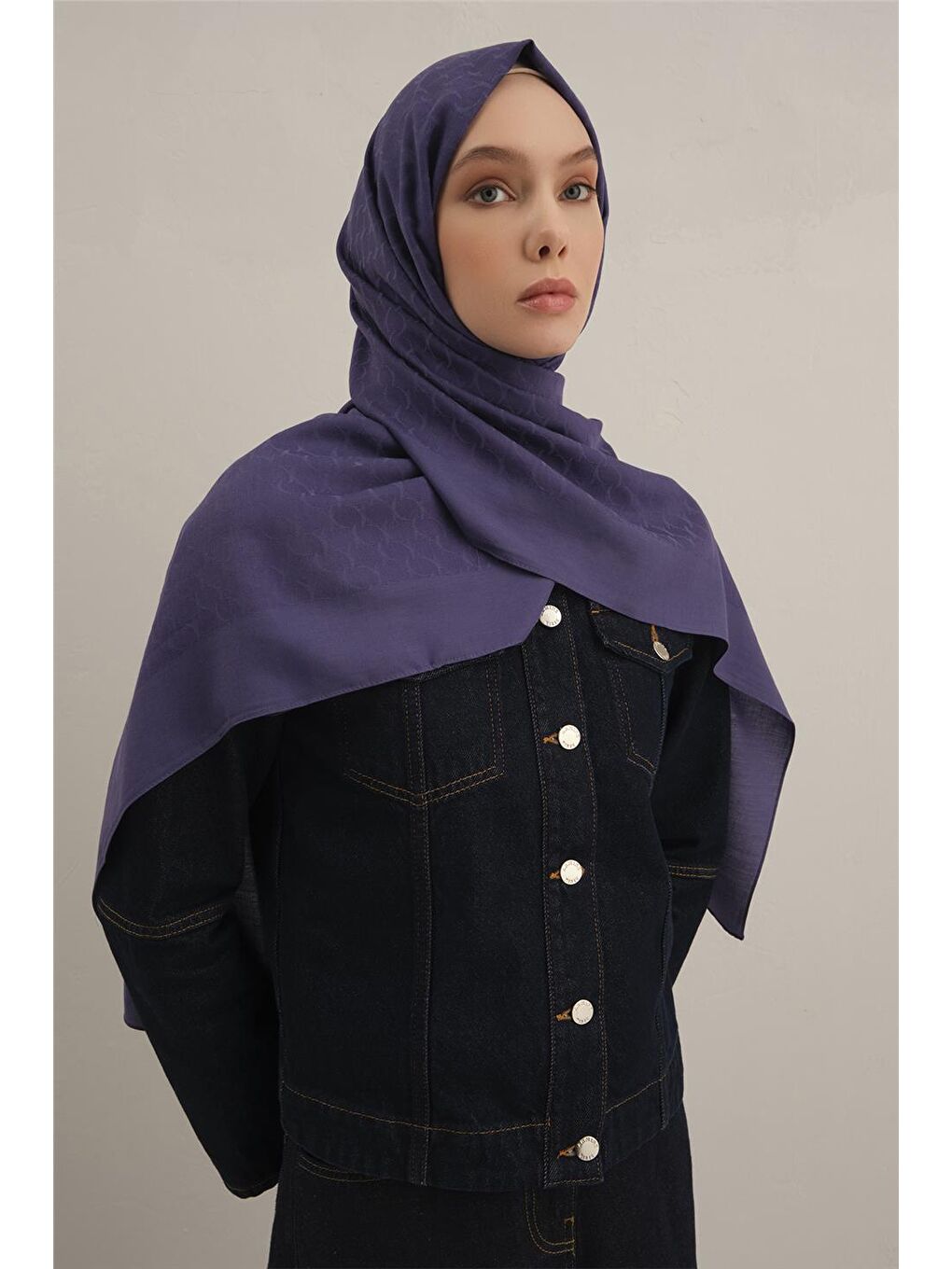 Mor Link Desen Bambu Pamuk Şal 68-2