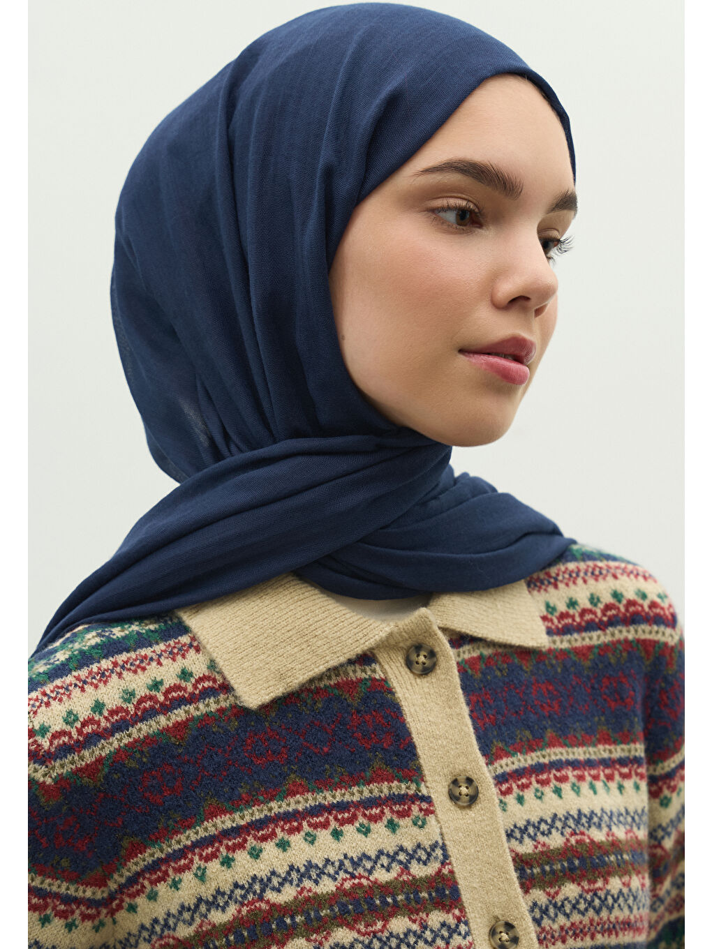 Kaşmir Dokulu Şal Lacivert-3