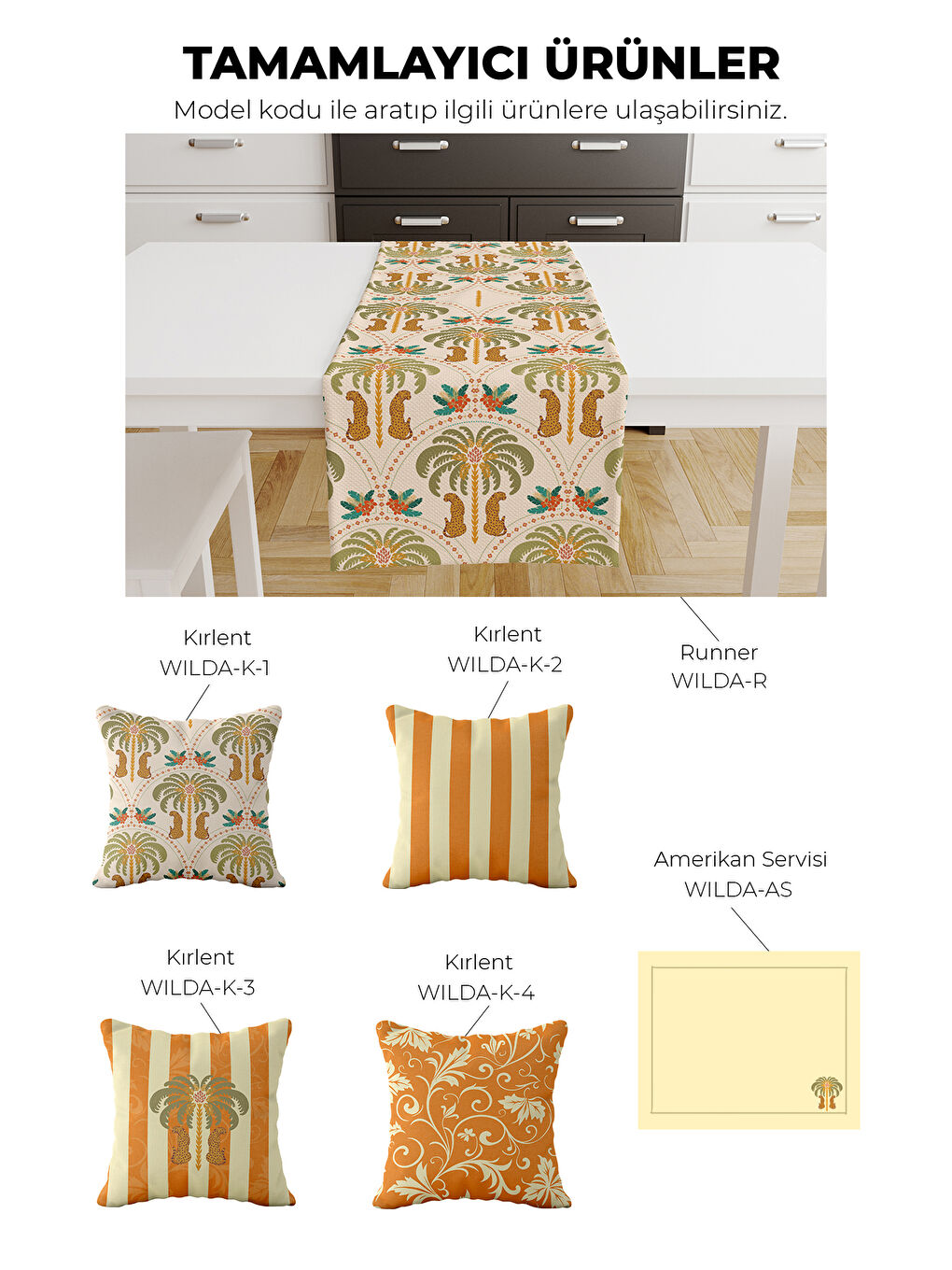 Wilda Soft Tropic Çizgili Desenli 4’lü Dekoratif Kırlent Kılıfı Seti Krem–Turuncu-2