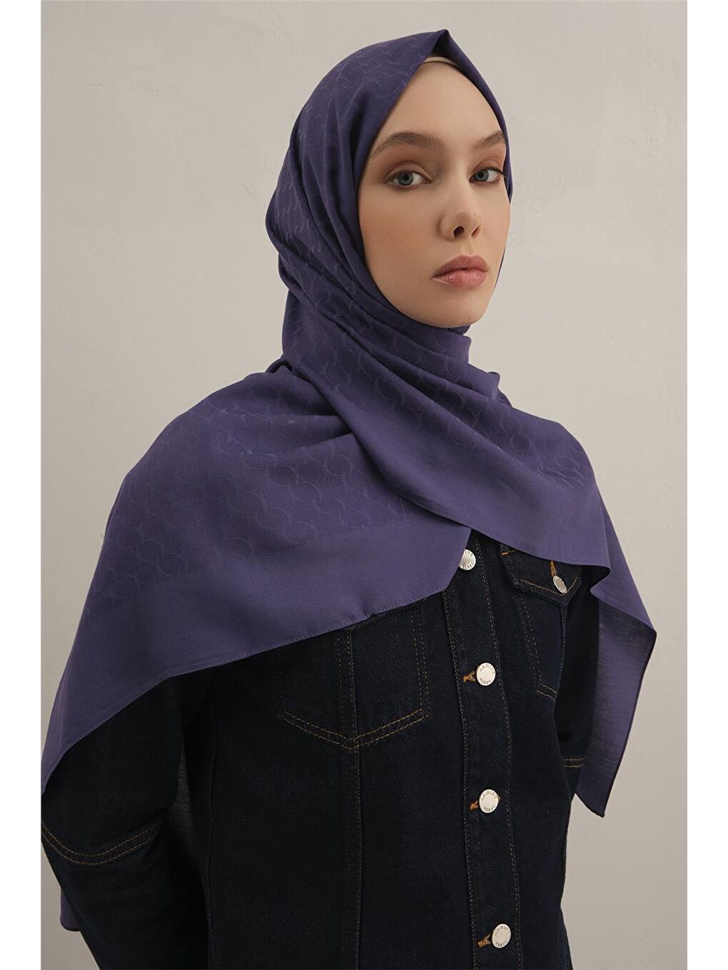 Mor Link Desen Bambu Pamuk Şal 68-3