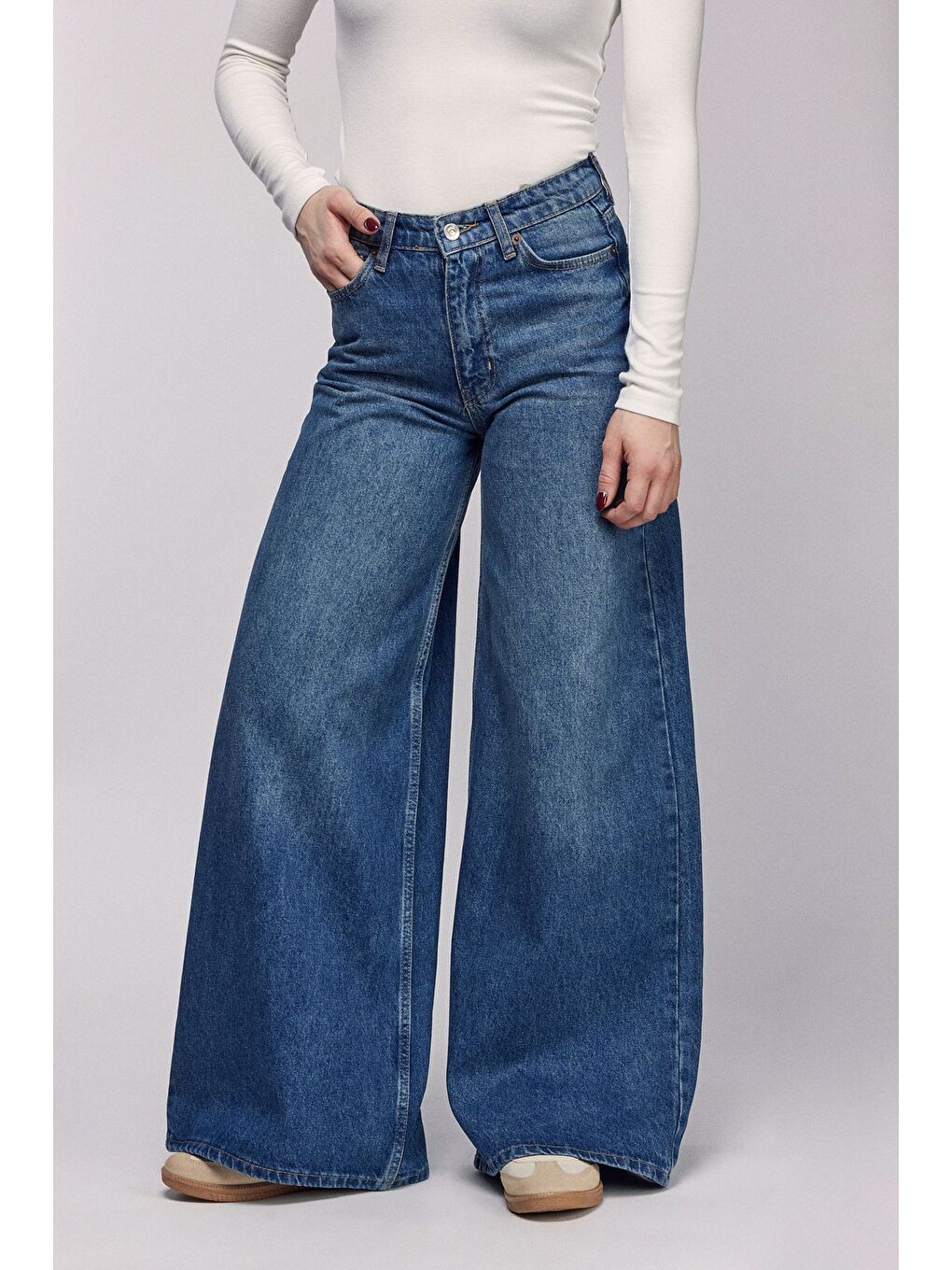 Mavi Kadın Yüksek Bel Wide Leg Bol Paça Jean Pantolon - '90 Vintage-1