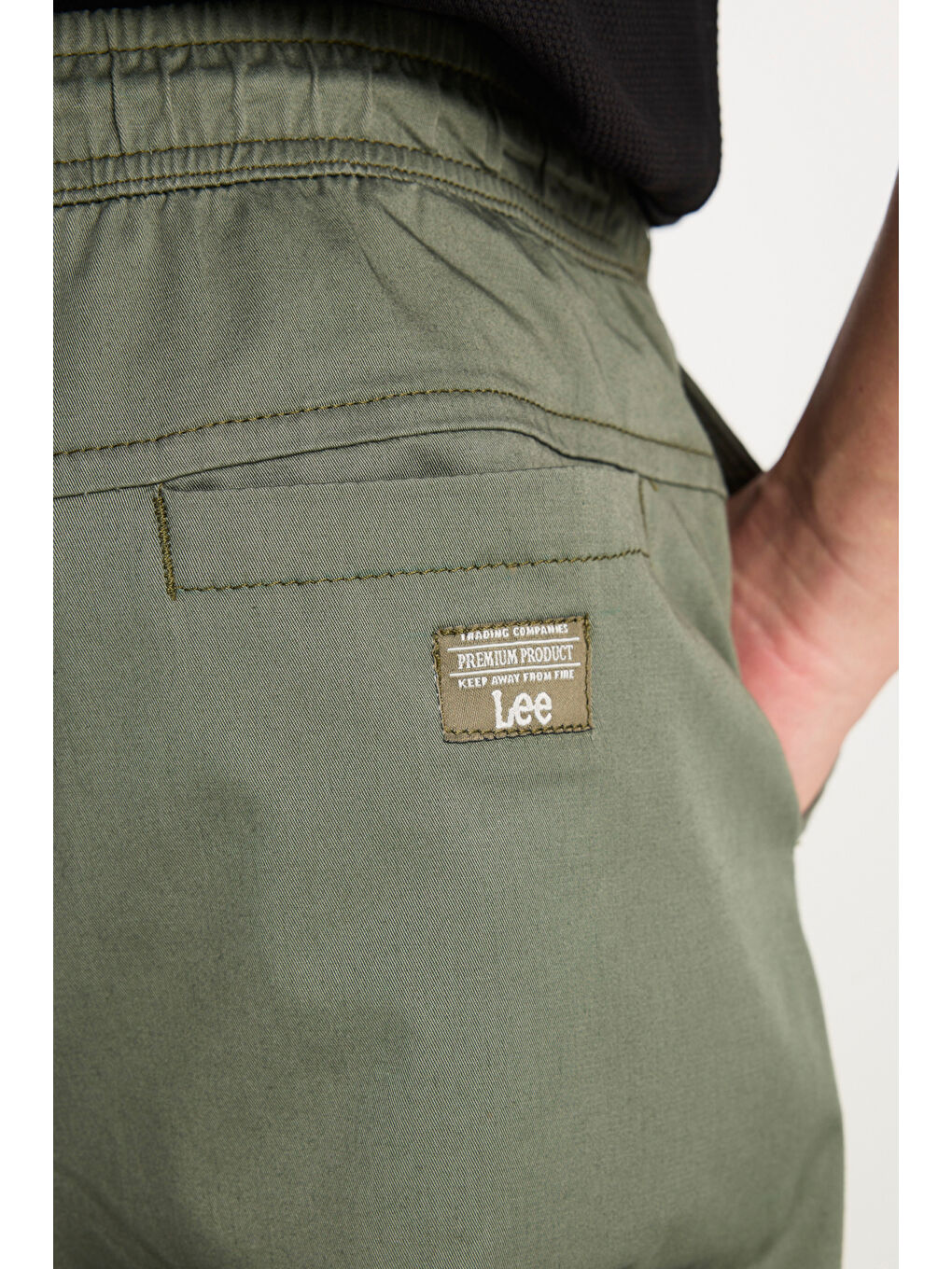 Regular Fit Normal Kesim Ribanalı Paça Pamuklu Haki Jogger Pantolon-5