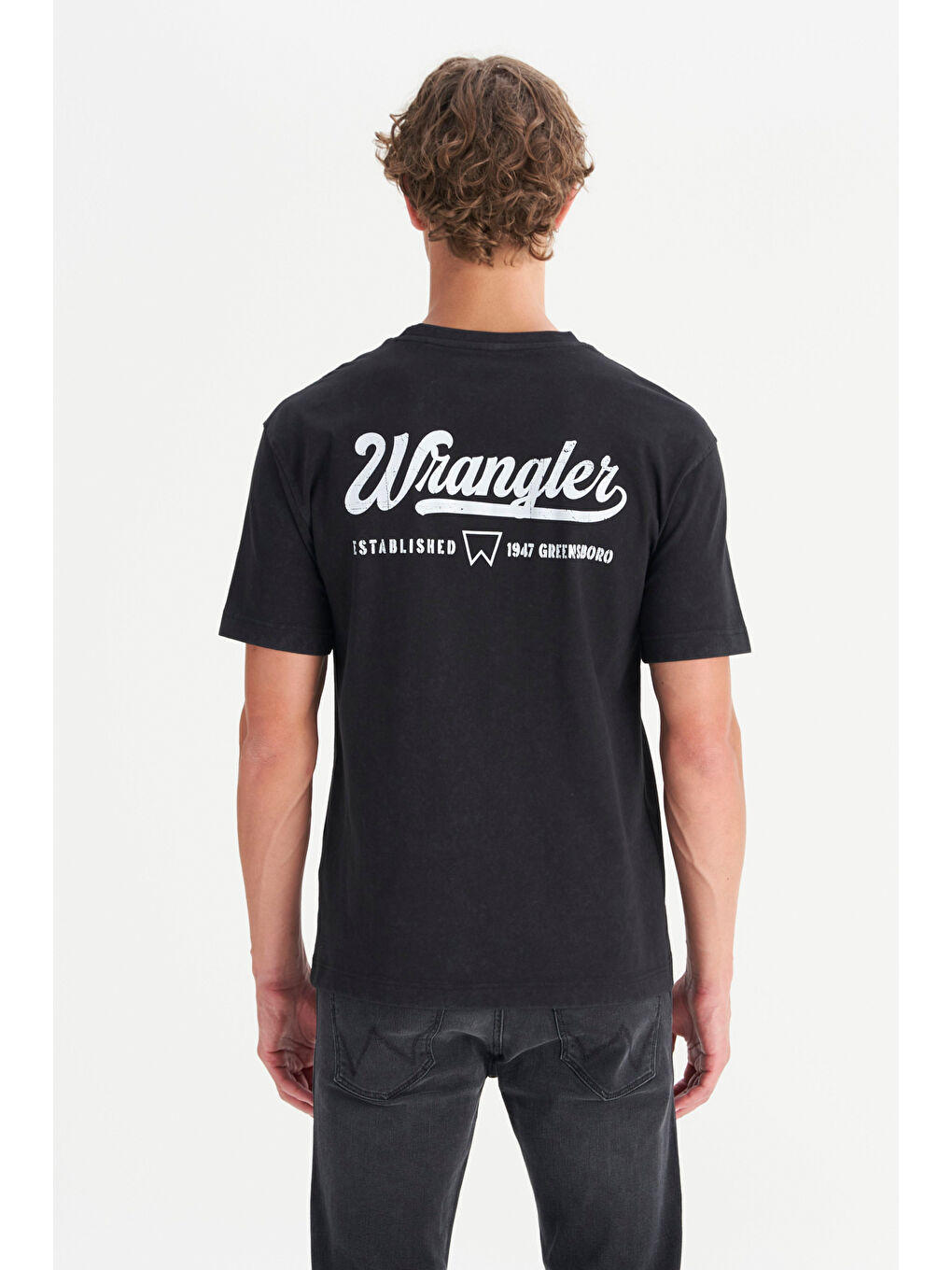 Siyah %100 Pamuk Relaxed Fit Rahat Kesim Bisiklet Yaka Tişört-1