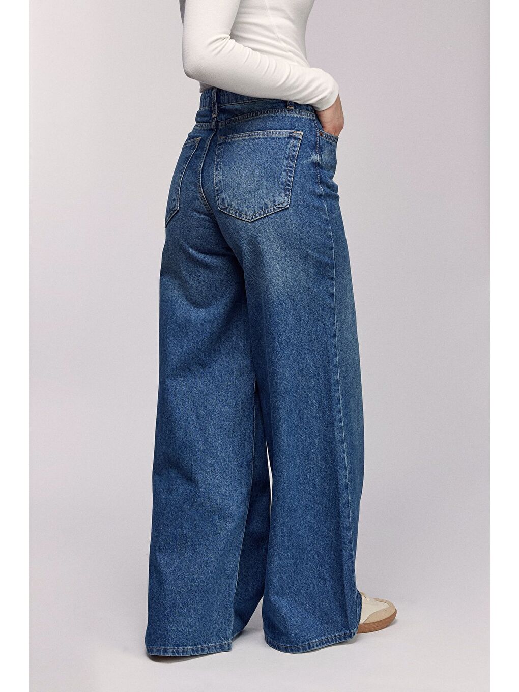 Mavi Kadın Yüksek Bel Wide Leg Bol Paça Jean Pantolon - '90 Vintage-3