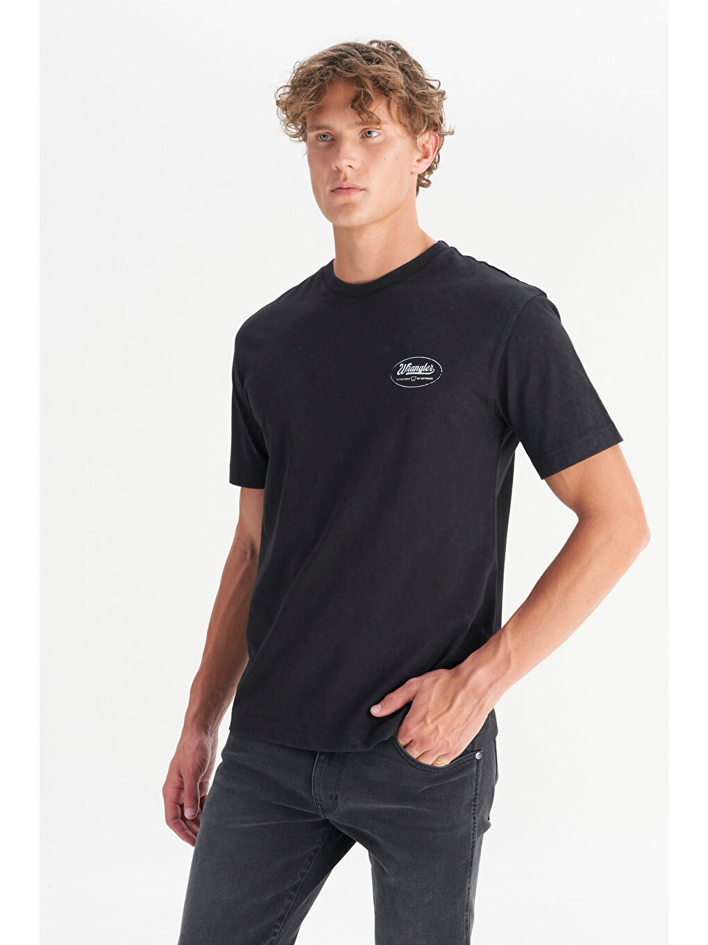 Siyah %100 Pamuk Relaxed Fit Rahat Kesim Bisiklet Yaka Tişört-2