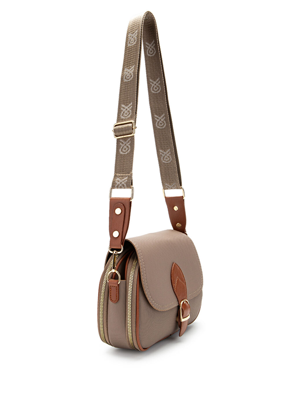 Kahverengi Çok Gözlü Suni Deri Kadın Çapraz Çanta Dave Koyu Vizon-1