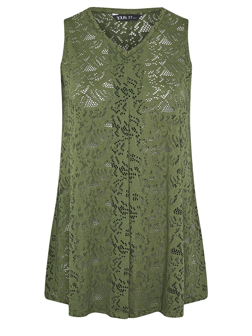 Yeşil Büyük Beden V Yaka Sıfır Kol Astarsız Dantel T-shirt 304102-5